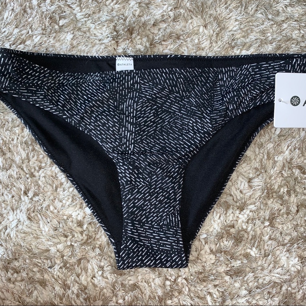 Athleta Black Sands Mid Rise Bikini Bottoms